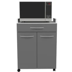 Microgolfkastje Eko met wieltjes - 2 deuren & 1 lade - hoogglans grijs