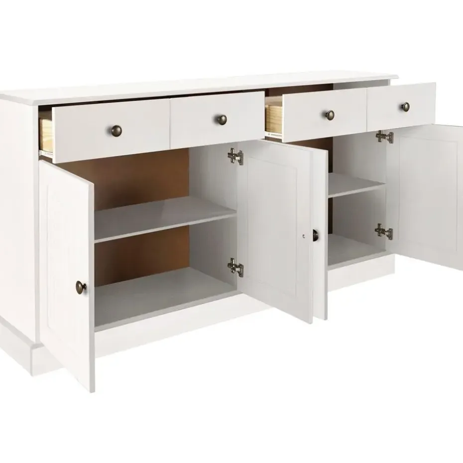 Mille - Dressoir met 4 deuren en 2 laden in wit gelakt grenen