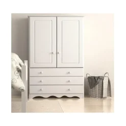 Minik - Kledingkast met 2 deuren en 3 laden en wit grenen