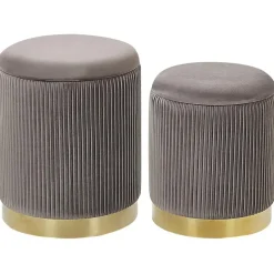 MIRAMAR - Poef - Grijs - 35/31 cm - Fluweel