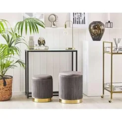 MIRAMAR - Poef - Grijs - 35/31 cm - Fluweel