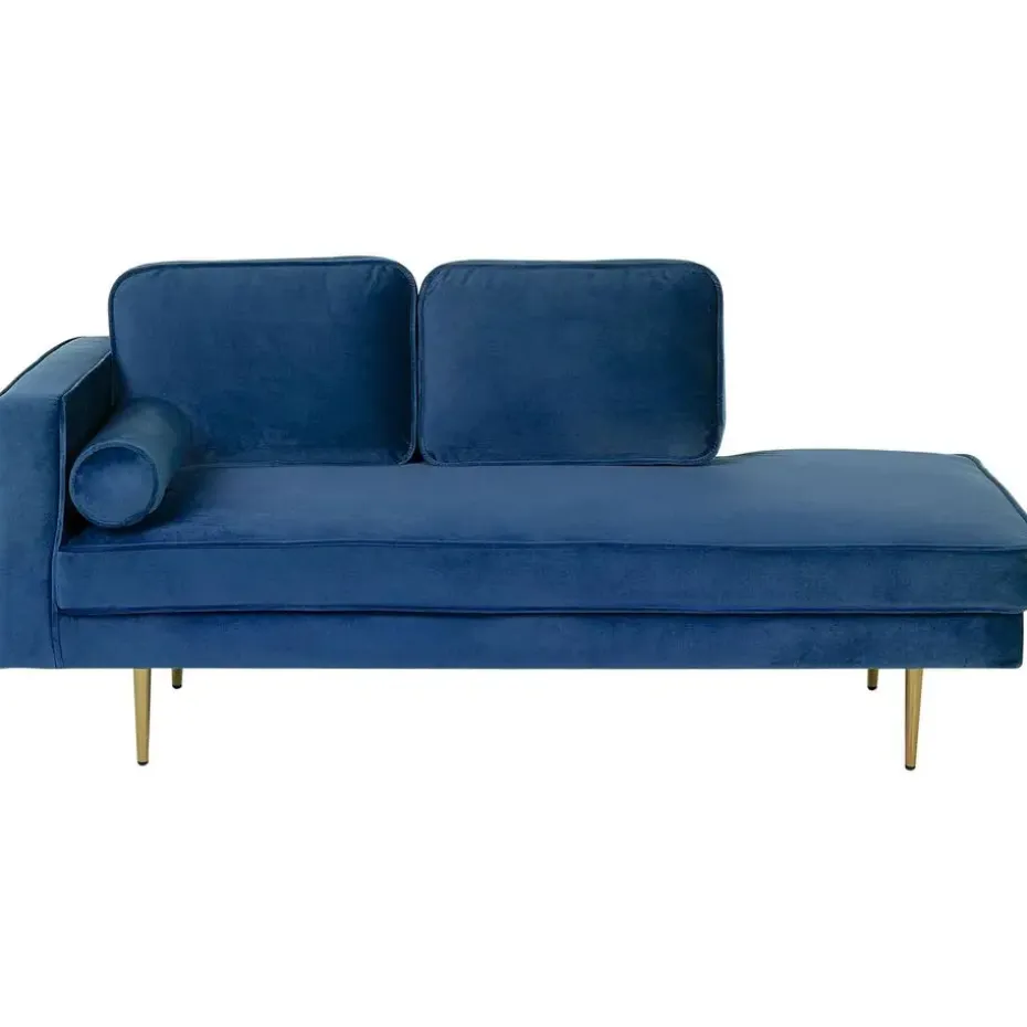MIRAMAS - Chaise longue - Blauw - Linkerzijde - Fluweel