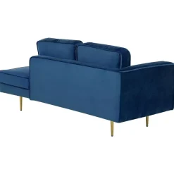 MIRAMAS - Chaise longue - Blauw - Linkerzijde - Fluweel