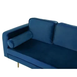 MIRAMAS - Chaise longue - Blauw - Linkerzijde - Fluweel