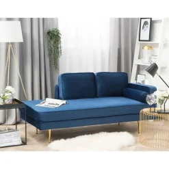 MIRAMAS - Chaise longue - Blauw - Rechterzijde - Fluweel