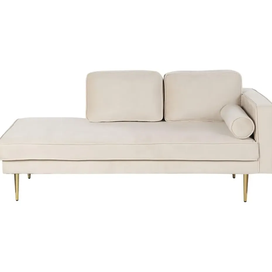 MIRAMAS - Chaise longue - Beige - Rechterzijde - Fluweel
