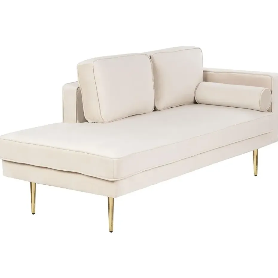 MIRAMAS - Chaise longue - Beige - Rechterzijde - Fluweel