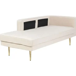 MIRAMAS - Chaise longue - Beige - Rechterzijde - Fluweel