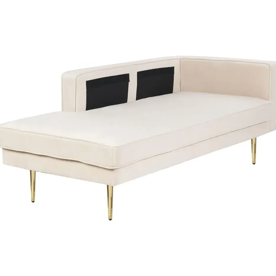 MIRAMAS - Chaise longue - Beige - Rechterzijde - Fluweel