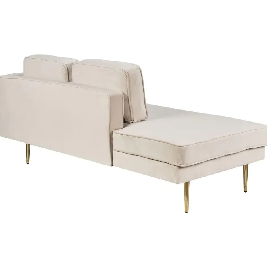 MIRAMAS - Chaise longue - Beige - Rechterzijde - Fluweel