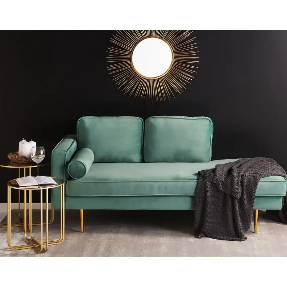 MIRAMAS - Chaise longue - Groen - Linkerzijde - Fluweel