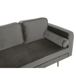 MIRAMAS - Chaise longue - Grijs - Rechterzijde - Fluweel