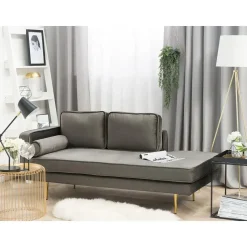MIRAMAS - Chaise longue - Grijs - Linkerzijde - Fluweel