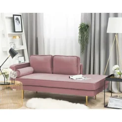 MIRAMAS - Chaise longue - Roze - Linkerzijde - Fluweel