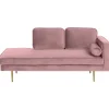 MIRAMAS - Chaise longue - Roze - Rechterzijde - Fluweel