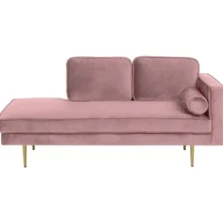 MIRAMAS - Chaise longue - Roze - Rechterzijde - Fluweel