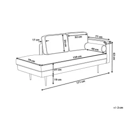 MIRAMAS - Chaise longue - Roze - Rechterzijde - Fluweel