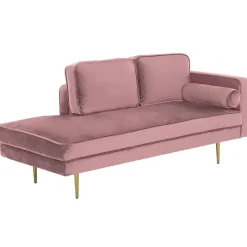 MIRAMAS - Chaise longue - Roze - Rechterzijde - Fluweel