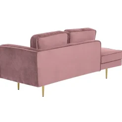 MIRAMAS - Chaise longue - Roze - Rechterzijde - Fluweel