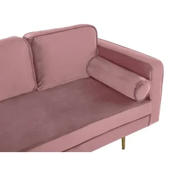 MIRAMAS - Chaise longue - Roze - Rechterzijde - Fluweel