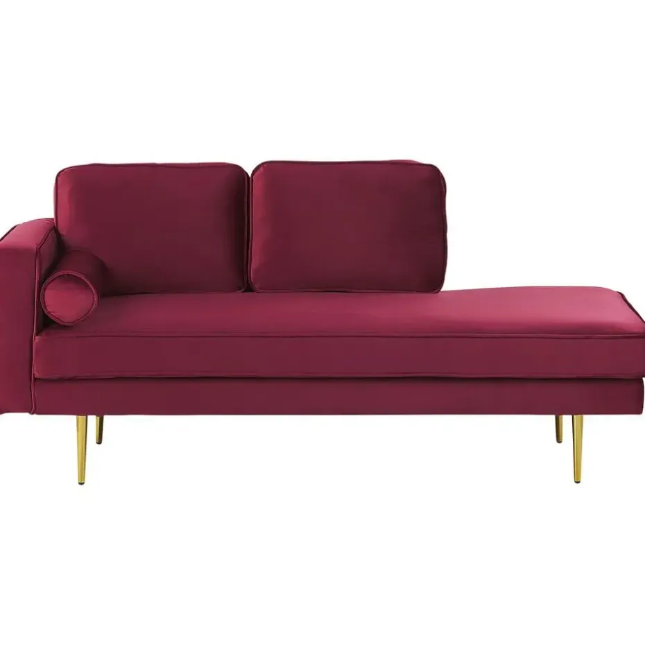 MIRAMAS - Chaise longue - Rood - Linkerzijde - Fluweel