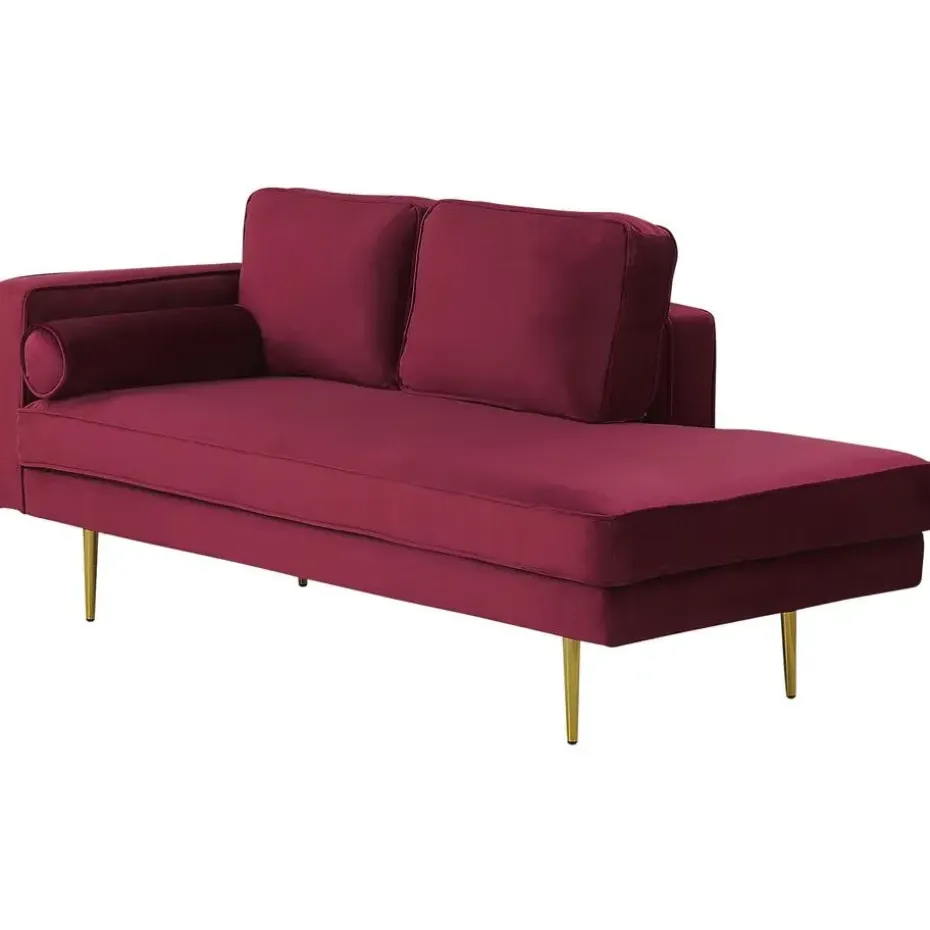 MIRAMAS - Chaise longue - Rood - Linkerzijde - Fluweel