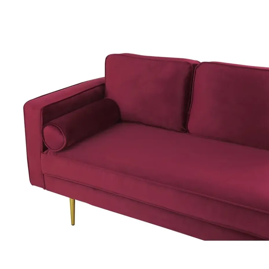 MIRAMAS - Chaise longue - Rood - Linkerzijde - Fluweel