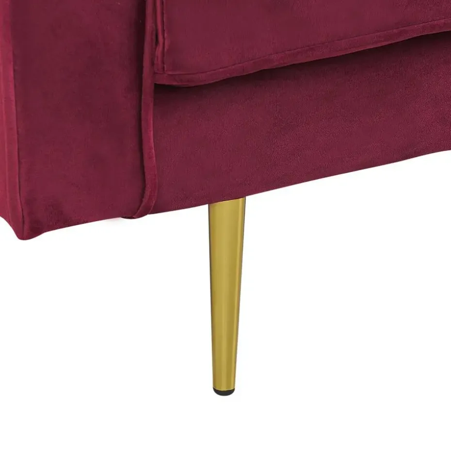 MIRAMAS - Chaise longue - Rood - Linkerzijde - Fluweel