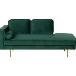 MIRAMAS - Chaise longue - Smaragdgroen - Linkerzijde - Fluweel