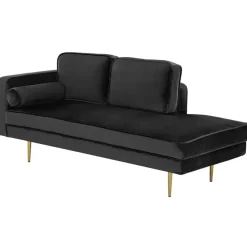 MIRAMAS - Chaise longue - Zwart - Linkerzijde - Fluweel
