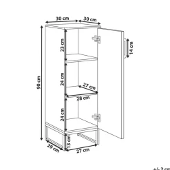 MISCANTI - Badkamerkast - Lichtbruin/Zwart - 30 x 90 cm - Bamboehout