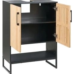 MISCANTI - Wastafelkast - Lichtbruin/Zwart - Bamboehout