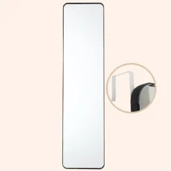 MISOU Deurspiegel Wandspiegel Passpiegel Ovaal Zwart 120x30cm Metaal