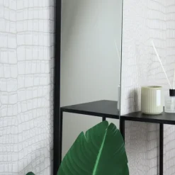 MISOU Deurspiegel Wandspiegel Passpiegel Ovaal Zwart 120x30cm Metaal