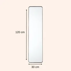 MISOU Deurspiegel Wandspiegel Passpiegel Ovaal Zwart 120x30cm Metaal