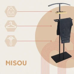 MISOU Dressboy Kledingstandaard Kledinghouder Zwart 114 cm Bamboe en metaal