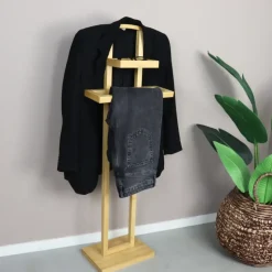 MISOU Dressboy Kledingstandaard Kledinghouder Bamboe Hout 44.8x22.2x114.2 cm