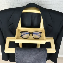 MISOU Dressboy Kledingstandaard Kledinghouder Bamboe Hout 44.8x22.2x114.2 cm