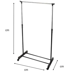 MISOU Kledingrek op Wieltjes Enkel Zwart Metaal Verstelbaar