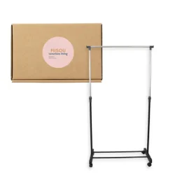 MISOU Kledingrek op Wieltjes Enkel Zwart Metaal Verstelbaar