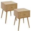 MISOU Nachtkastje Met Lade Set van 2 Rotan Webbing Hout