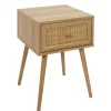 MISOU Nachtkastje Met Lade Rotan Webbing Hout
