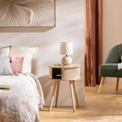 MISOU Nachtkastjes Juliet met Kastje - Set van 2 - Beige