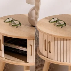 MISOU Nachtkastjes Juliet met Kastje - Set van 2 - Beige