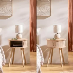 MISOU Nachtkastjes Juliet met Kastje - Set van 2 - Beige