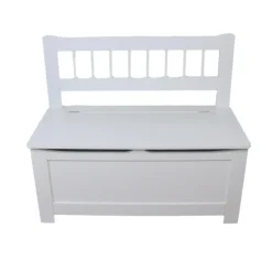 MISOU Opbergbox met Bank Speelgoedkist Wit Hout Opbergbank Kinderbank