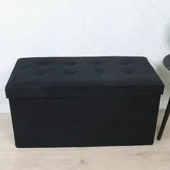 MISOU Opbergbox met Bank Velvet Zwart Opbergbank Poef met Opbergruimte