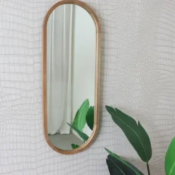 MISOU Passpiegel Ovaal Wandspiegel 35x90 cm Hout Spiegel Scandinavisch