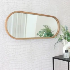 MISOU Passpiegel Ovaal Wandspiegel 35x90 cm Hout Spiegel Scandinavisch