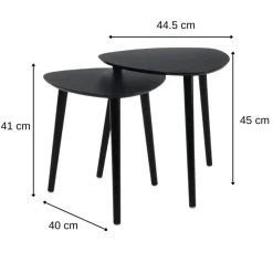 MISOU Salontafel Set van 2 Bijzettafel Diehoekig Zwart Bijzettafeltje